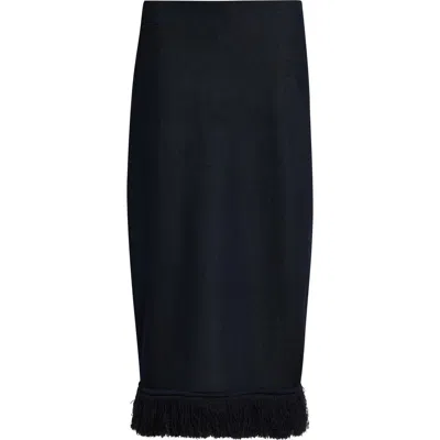 Bottega Veneta Fringe Double Layer Silk Sweater Skirt In Black