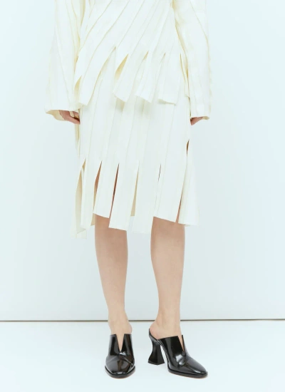 Bottega Veneta Fringe Hem Panel Skirt In Cream