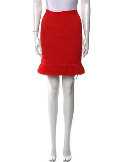 Pre-owned Bottega Veneta Fringe Trim Accent Knee-length Skirt In Red
