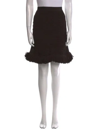 Pre-owned Bottega Veneta Fringe Trim Accent Knee-length Skirt W/ Tags In Black
