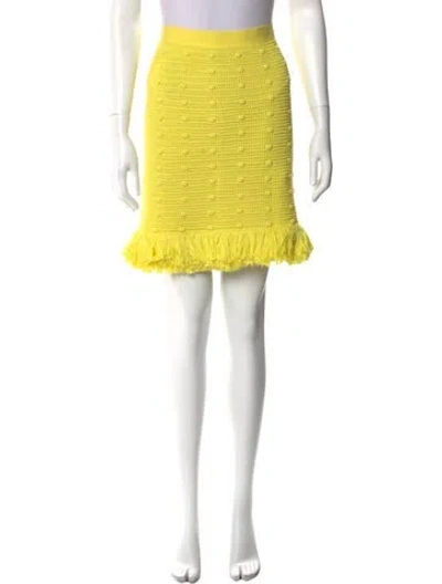 Pre-owned Bottega Veneta Fringe Trim Accent Knee-length Skirt In Yellow