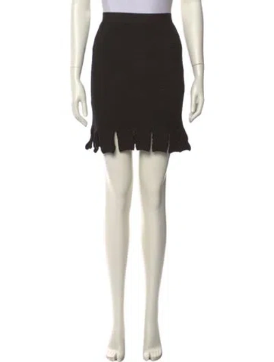 Pre-owned Bottega Veneta Fringe Trim Accent Mini Skirt In Black