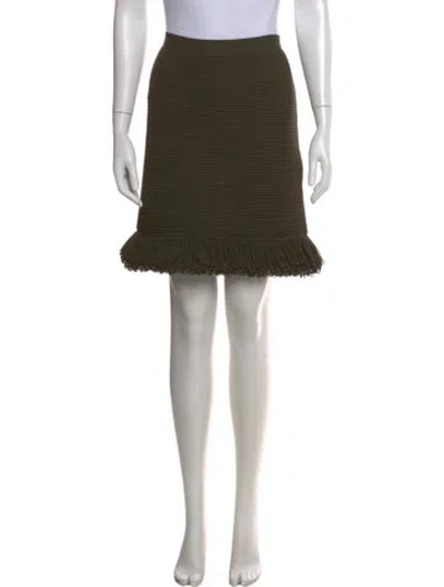 Pre-owned Bottega Veneta Fringe Trim Accent Mini Skirt In Green