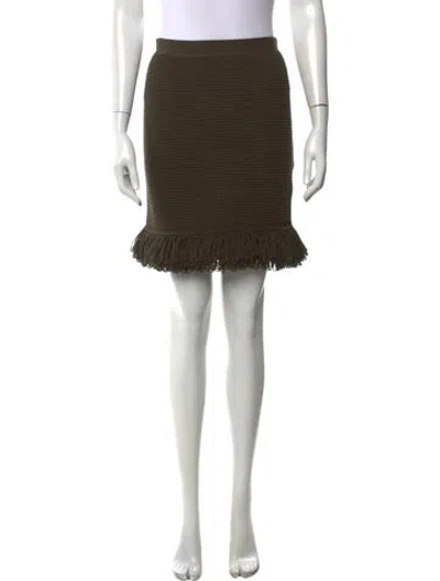 Pre-owned Bottega Veneta Fringe Trim Accent Mini Skirt In Green