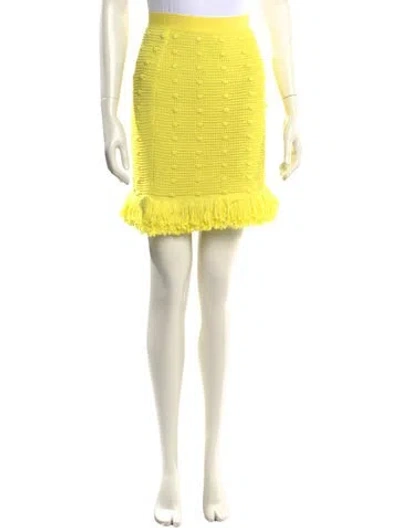 Pre-owned Bottega Veneta Fringe Trim Accent Mini Skirt W/ Tags In Yellow