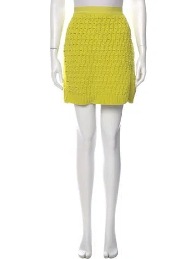 Pre-owned Bottega Veneta Fringe Trim Accent Mini Skirt In Yellow