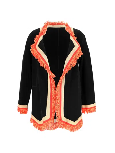 Pre-owned Bottega Veneta Fringe-trimmed Cotton Blazer In Black