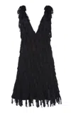 Bottega Veneta Fringed Fil Coupe Crepe Mini Dress In Black