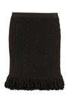 Bottega Veneta Knit Skirt With Fringed Hemline And Crochet Motif In Brown