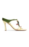 Bottega Veneta Rana Frog Embellished Leather Stiletto Mules In Green