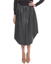 Bottega Veneta Front Zipped Waterproof Leather Midi Skirt In Grey