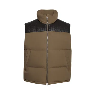 Pre-owned Bottega Veneta Frosted Poplin Puffer Gilet 'liana' | Brown | Men's Size Xl