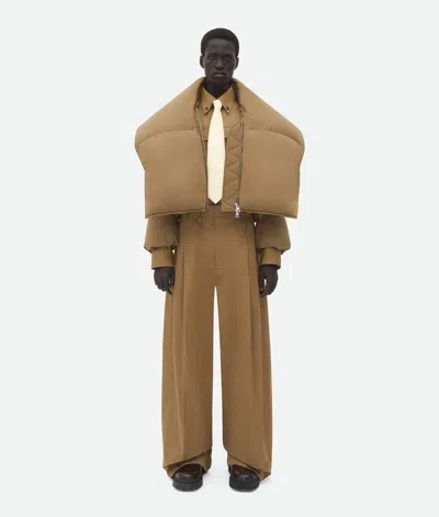 Bottega Veneta Frosted Poplin Puffer Jacket In Beige