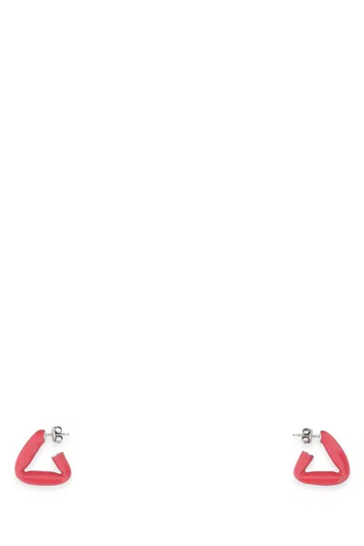 Bottega Veneta Fuchsia 925 Silver Fold Mini Earrings In Red