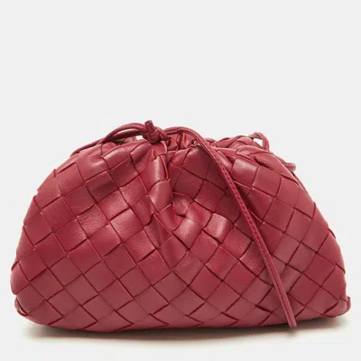 Pre-owned Bottega Veneta Fuchsia Intrecciato Leather Mini The Pouch Bag In Pink