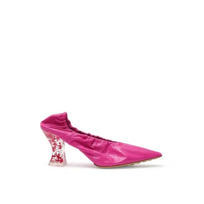 Bottega Veneta Fuchsia Leather Slippers In Pink
