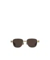 Bottega Veneta Rectangle Metal Sunglasses In Brown