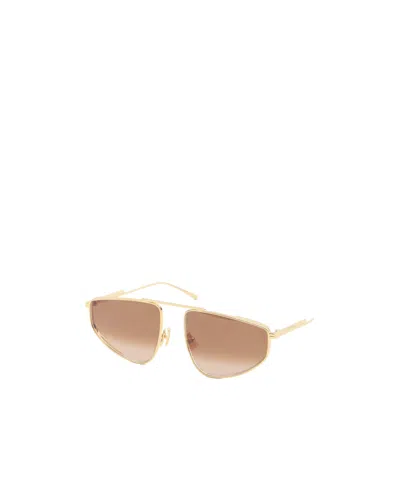 Bottega Veneta Full Frame Sunglasses In Gold