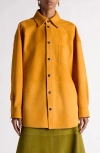 Bottega Veneta Orange Suede Leather Shirt In 7021 Tangelo