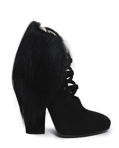 Bottega Veneta Fur Heels In Black