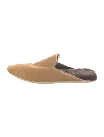 Pre-owned Bottega Veneta Fur Slides In Neutrals