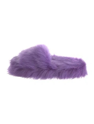 Pre-owned Bottega Veneta Fur Slides In Purple