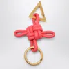Bottega Veneta Triangle Square Double Knot Key Ring In Red