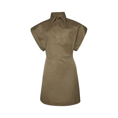 Pre-owned Bottega Veneta Gabardine Dress 'dark Sand' | Tan | Women's Size 36