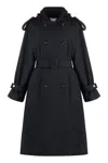Bottega Veneta Gabardine Trench Coat In Blue