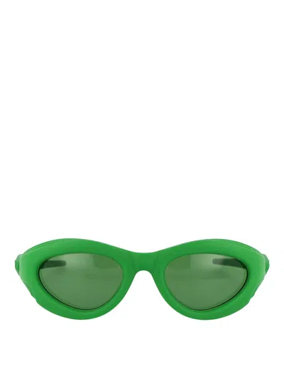 Bottega Veneta Green Acetate Sunglasses In Verde