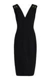 Bottega Veneta Gathered Hardware-detailed Linen Midi Dress In Black