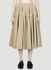 Bottega Veneta Flared Waist Layered Midi Ruffle Skirt In Beige
