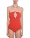 Bottega Veneta Cashmere Blend Gauge Bare-back Bodysuit In Red