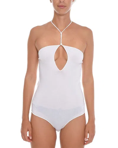 Bottega Veneta Gauge Bare-back Wool & Silk-blend Bodysuit In White