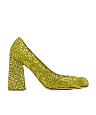Bottega Veneta Gem-embellished Square-toe Pumps In Green