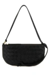 Bottega Veneta Mini Intrecciato Pattern Handbag With Detachable Pouch In Black