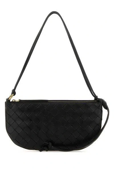 Bottega Veneta Mini Intrecciato Pattern Handbag With Detachable Pouch In Black