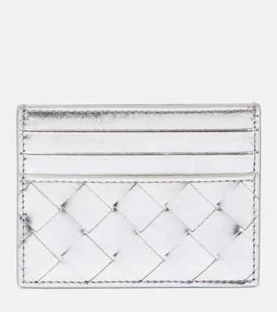 Bottega Veneta Gemelli Leather Card Holder In Metallic
