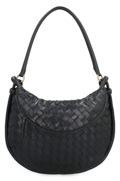 Bottega Veneta Gemelli Leather Shoulder Bag In Black