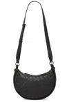 Bottega Veneta Black Leather Gemelli Messenger Bag In Black & Muse Brass