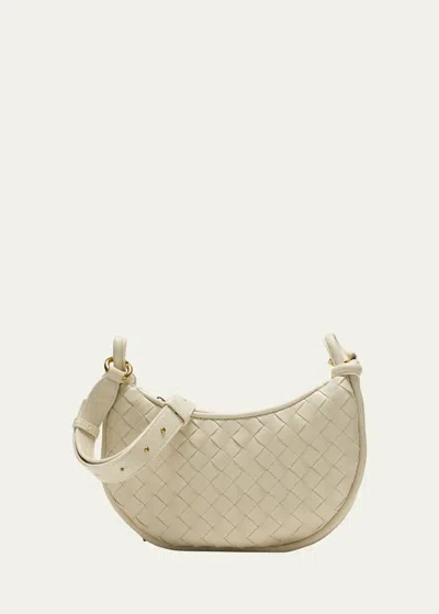 Bottega Veneta Gemelli Multipocket Leather Shoulder Bag In Sea Salt-m Brass