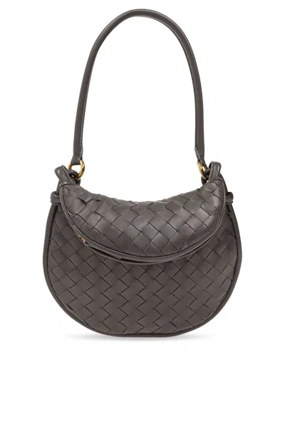 Bottega Veneta Small Gemelli Intrecciato Leather Shoulder Bag In Grey