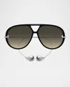 Bottega Veneta Bv1273s Linea Unapologetic 010 Black Silver Brown Sunglasses In Black