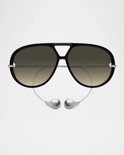 Bottega Veneta Bv1273s Linea Unapologetic 010 Black Silver Brown Sunglasses