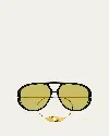 Bottega Veneta Eyewear Aviator Frame Sunglasses In Black1