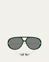 Bottega Veneta Bv1273s Linea Unapologetic 008 Green Silver Grey Sunglasses In Green