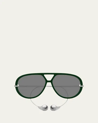BOTTEGA VENETA GEOMETRIC ACETATE & METAL ALLOY AVIATOR SUNGLASSES