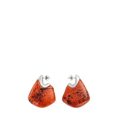 Bottega Veneta Geometric Earrings In Red
