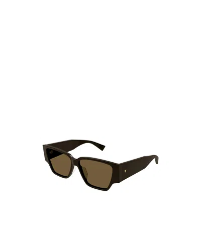 Bottega Veneta Geometric Frame Sunglasses In Brown