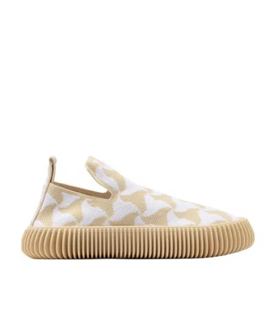 Bottega Veneta Geometric-weave Slip-on Sneakers In Nude